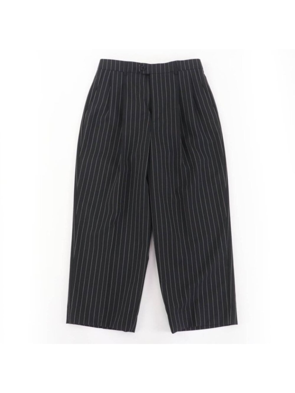 Celine 2 M Wool Cotton Eddy Period Striped Skater Pants Slacks Black 36